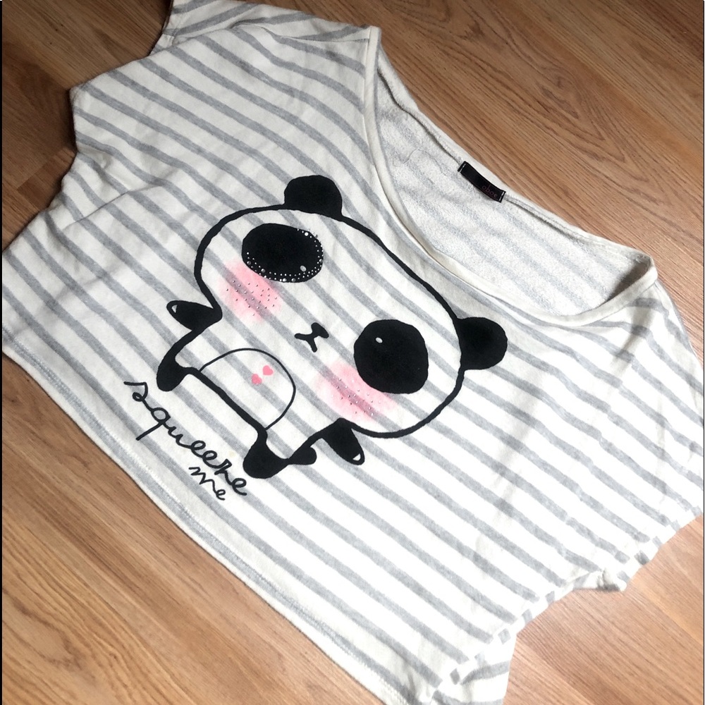 Women panda crooped top off shoulder
